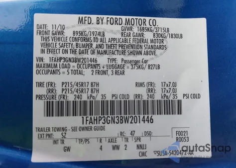 2011 Ford Focus Ses z USA, uszkodzony, nr VIN 1FAHP3GN3BW201446